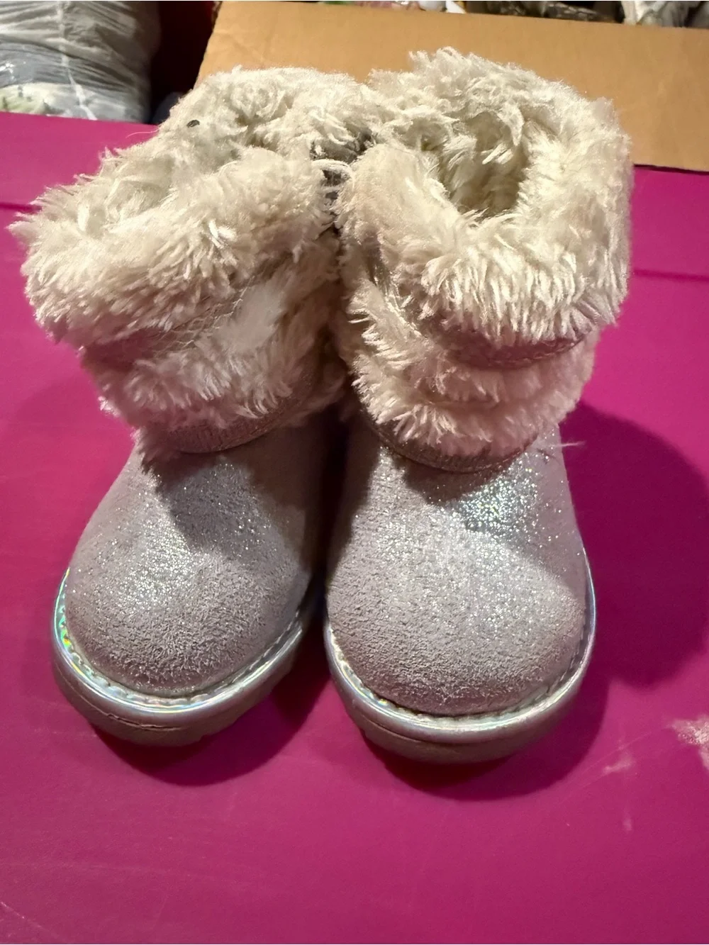 Girls' Sparkle Faux-Fur Winter Boots - White